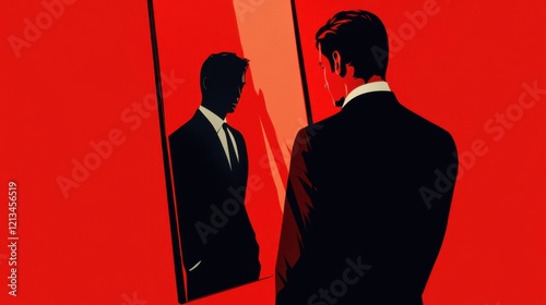 Contemplation: A Man's Reflection in Crimson