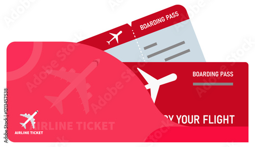 Airplane tickets. Boarding pass tickets template. Plane tickets vector pictogram. Airline boarding pass template. Air ticket icon. Vector illustration