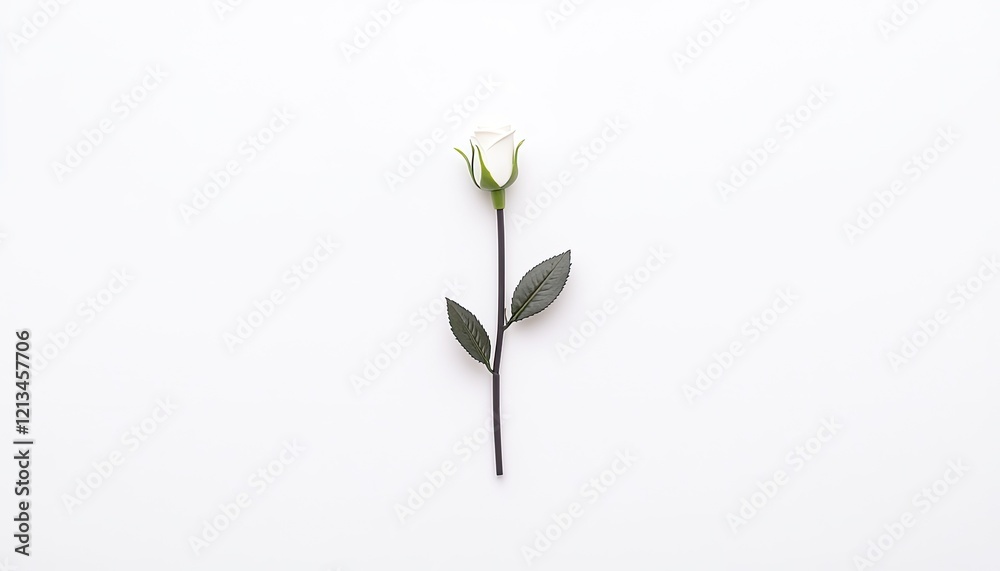 Obraz premium Elegant white rose on a minimalistic background, showcasing its delicate features and natural beauty