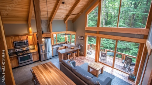 A cozy open-concept space with a Clear Water kitchen and living area, highlighted by natural light.