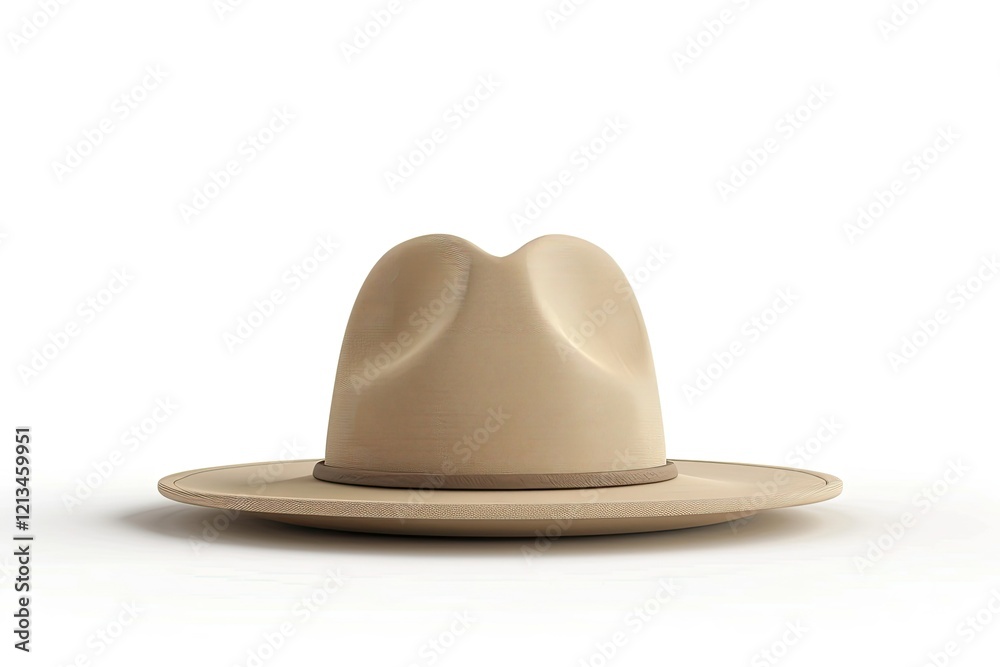 High Definition Image of 3D Beige Hat Isolated on White Background High Definition Image of 3D Beige Hat Isolated on White Background
