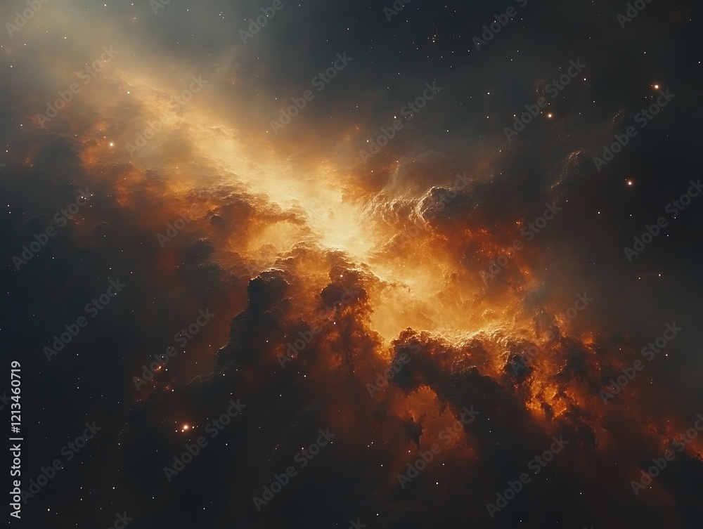 Fiery nebula cosmic cloud formation. Fiery nebula cosmic cloud formation.