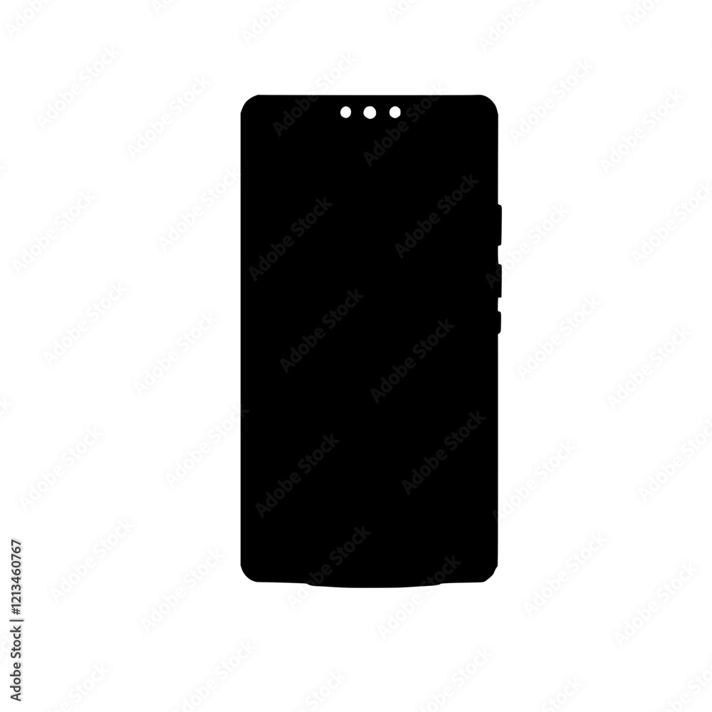 Smartphone Silhouette: A minimalist silhouette of a modern smartphone, capturing the sleek, clean lines and technological essence of this essential device. Smartphone Silhouette: A minimalist silhouette of a modern smartphone, capturing the sleek, clean lines and technological essence of this essential device.