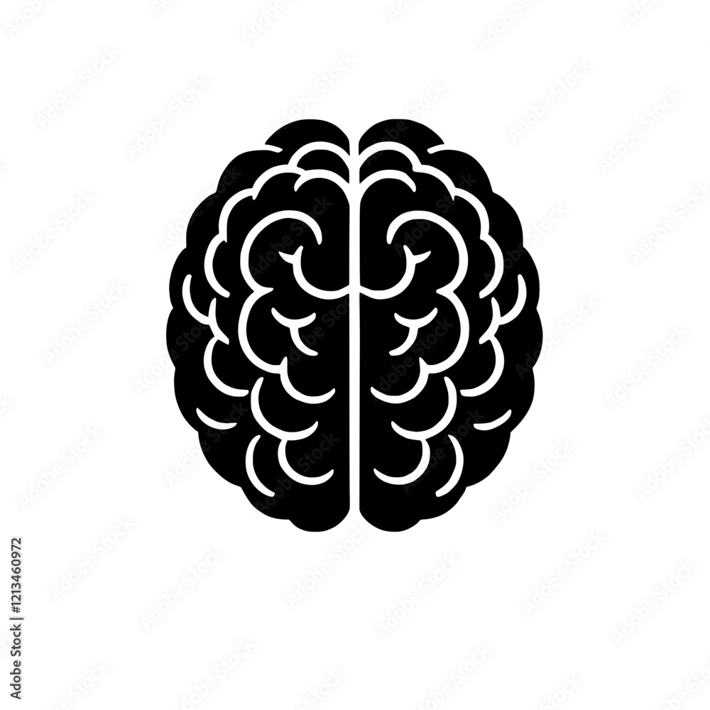 Black and White Brain Icon: A simple yet powerful black and white icon depicting the human brain, symbolizing intellect, cognition, and the power of thought. Black and White Brain Icon: A simple yet powerful black and white icon depicting the human brain, symbolizing intellect, cognition, and the power of thought.