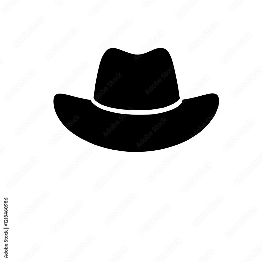 Cowboy Hat Icon: A simple, bold silhouette of a classic cowboy hat, ready for your design projects or to add a touch of the Wild West to your branding. Cowboy Hat Icon: A simple, bold silhouette of a classic cowboy hat, ready for your design projects or to add a touch of the Wild West to your branding.