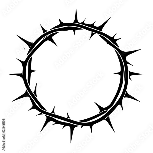 Crown of Thorns Silhouette: A striking silhouette of a crown of thorns, a powerful symbol of sacrifice, suffering, and faith.