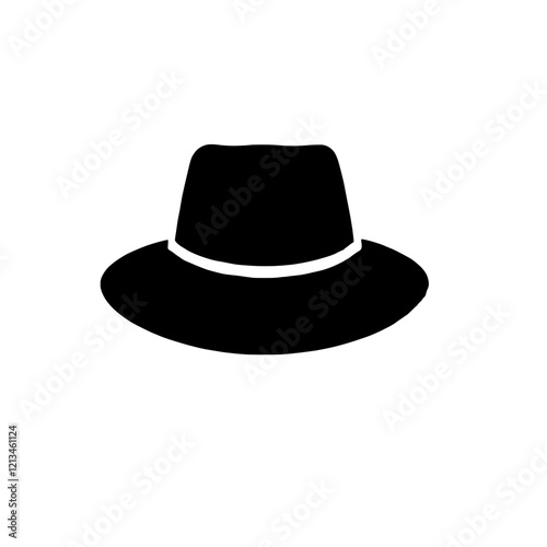 Stylish Fedora Hat Icon: A simple yet elegant black fedora hat icon, perfect for fashion, travel, or vintage-themed designs.  