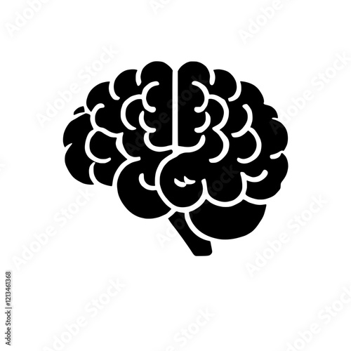 Human Brain Icon: A bold, black silhouette of a human brain, providing a striking visual representation of intelligence, intellect, and cognitive function.