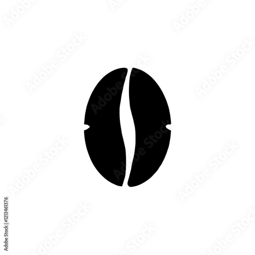 Coffee Bean Icon: A simple yet striking black silhouette of a coffee bean, ideal for logos, branding, or as a graphic element in coffee-related designs.