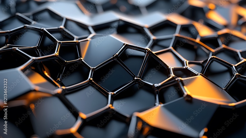 Obraz premium Abstract Metallic Hexagonal Network Structure