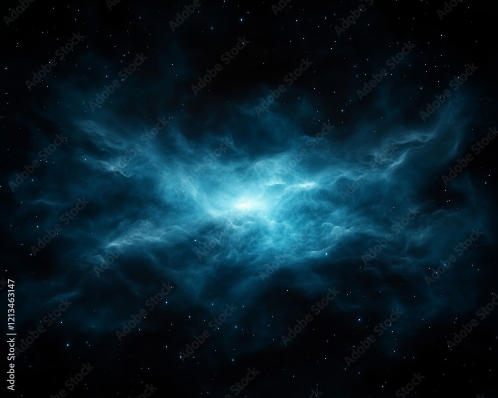 Naklejka premium A mesmerizing blue nebula floating in the depths of outer space.