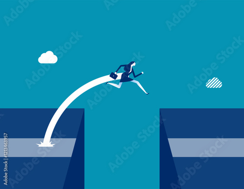 Business with across the chasm, Business accessibility vector flat style