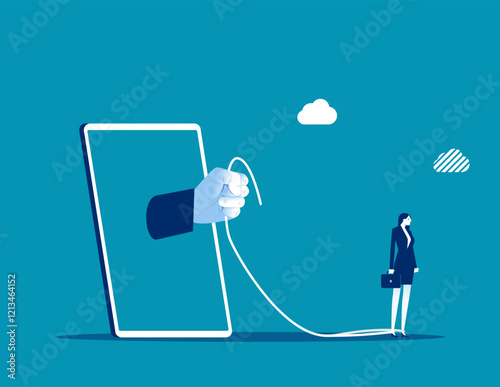 Business with phone addiction, Business displeased vector flat style
