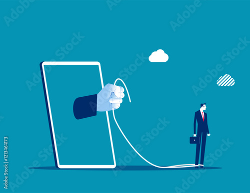Business with phone addiction, Business displeased vector flat style