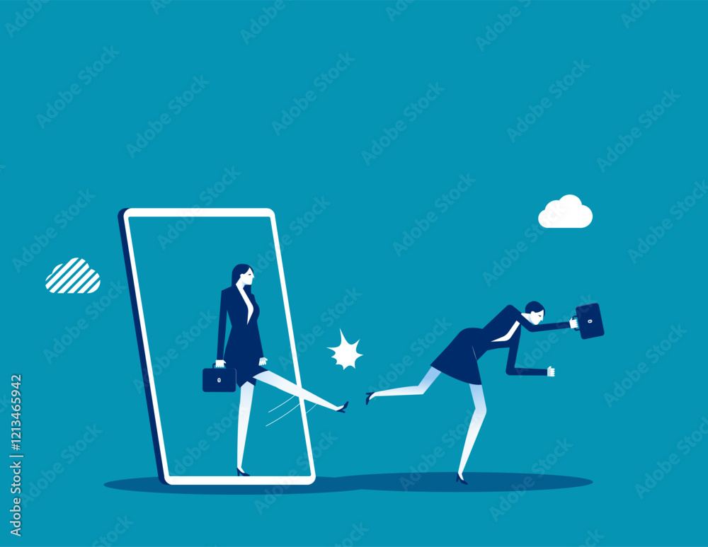 Fototapeta premium Business fired. Business portable information device vector flat style