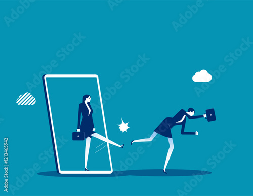 Business fired. Business portable information device vector flat style
