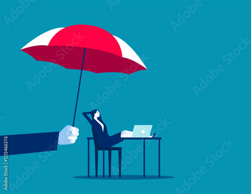 Business with insurance eagent, Business protection vector flat style