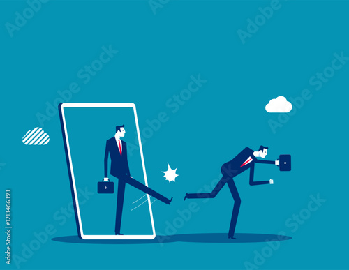 Business fired. Business portable information device vector flat style