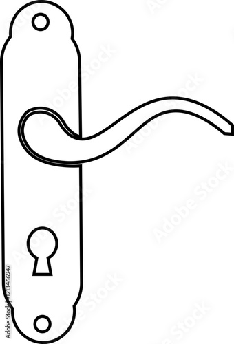 Door handles icon. Locks handles on the door in the house, hotel. Black flat and line vector isolated on transparent background. Metal items interior symbols doorknob realistic.