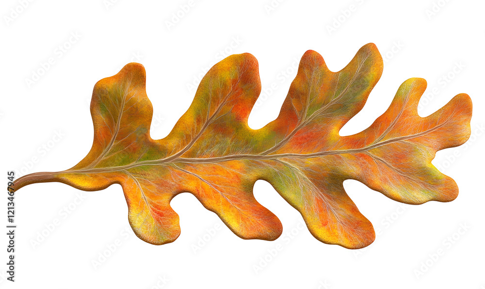 Fototapeta premium Autumn Oak Leaf, vibrant colors, isolated, design element