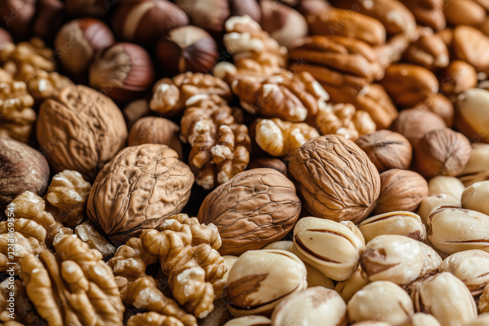 Walnuts and pecans on white background, clean and vibrant commercial image showcasing nutritious nut assortment. Walnuts and pecans on white background, clean and vibrant commercial image showcasing nutritious nut assortment.