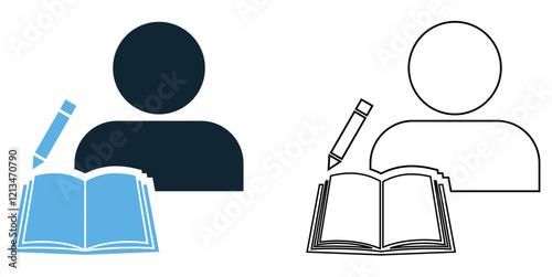 A creative author icon vector. pens, books, typewriters, quills, and writing tools. Clean, modern and perfect for publishing or writing designs. pictogram symbol ui and ux design, glyphs and line