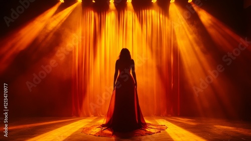 Elegant Flamenco Dancer in Vibrant Stage Lighting photo