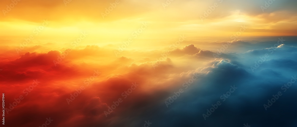 Obraz premium Fiery sunset above a sea of clouds. (1)