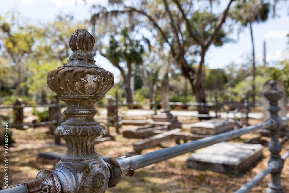 Wrought Iron Cemetery Post in Bonaventure Cemetery Wrought Iron Cemetery Post in Bonaventure Cemetery