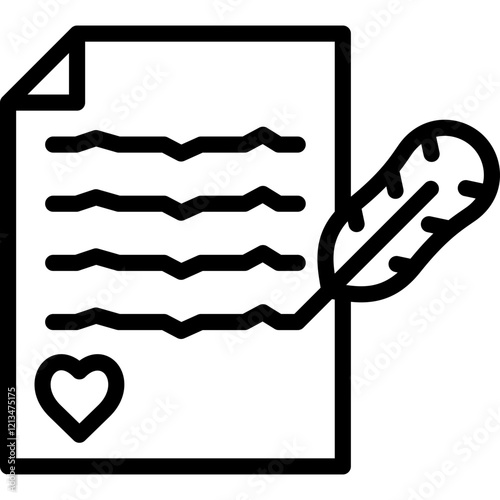 love poems icon illustration design with outline