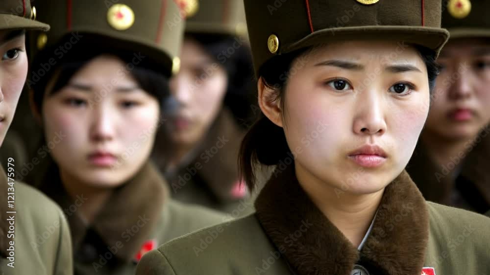 Group of North Korean female soldiers