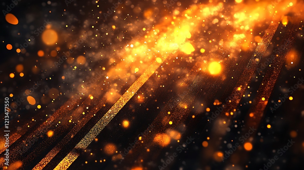 Fototapeta premium Digital background showcasing glowing particles and metallic plates in a high-tech abstract design