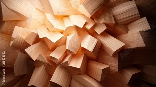 Abstract Wood Texture with Complex Shapes and Soft Lighting Enhancing Organic Natural Beauty of Material