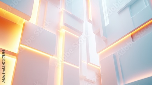 Abstract Digital Background with Soft Light and Geometric Shapes in White and Orange Tones