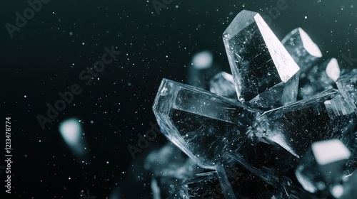 Stunning Close-up of Clear Crystal Cluster in Sparkling Background with Glimmers of Light