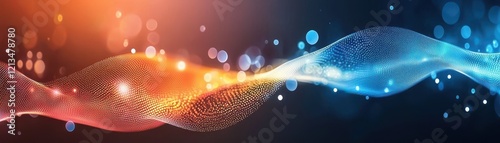 Digital Waves of Colorful Light Representing Energy, Innovation, and Technology in Modern Design