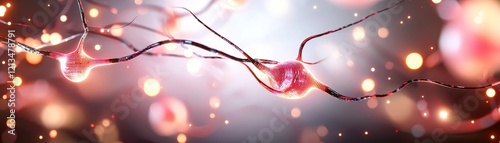 Intricate Network of Neurons with glowing Connections and Soft Background Light for Scientific Imagery