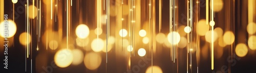Glimmering Golden Lights with Vertical Streaks Creating a Magical Atmosphere during Festive Seasons