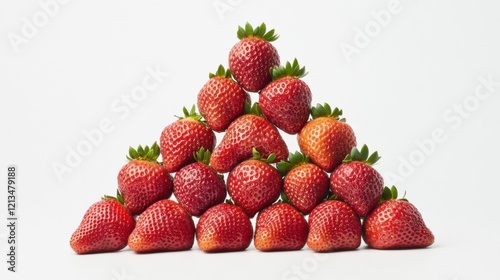 A stack of plump, ripe strawberries arranged in a tempting pyramid, Their deep red hue inviting indulgence photo