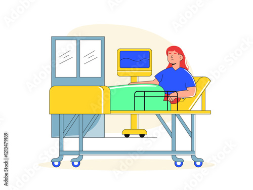 Inpatient room. Healthy problems illustrations. Flat vector illustrations.