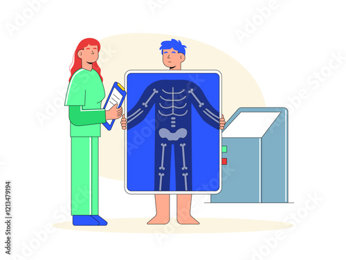 Bone x-ray patient. Healthy problems illustrations. Flat vector illustrations.