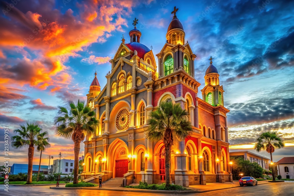 Fototapeta premium AI photo: Galveston Sacred Heart Church, Texas â€“ stunning religious architecture.