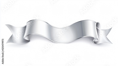 Elegant Silver Ribbon Banner Illustration: Wide Angle Design for Decorating Events, Invitations, Celebrations