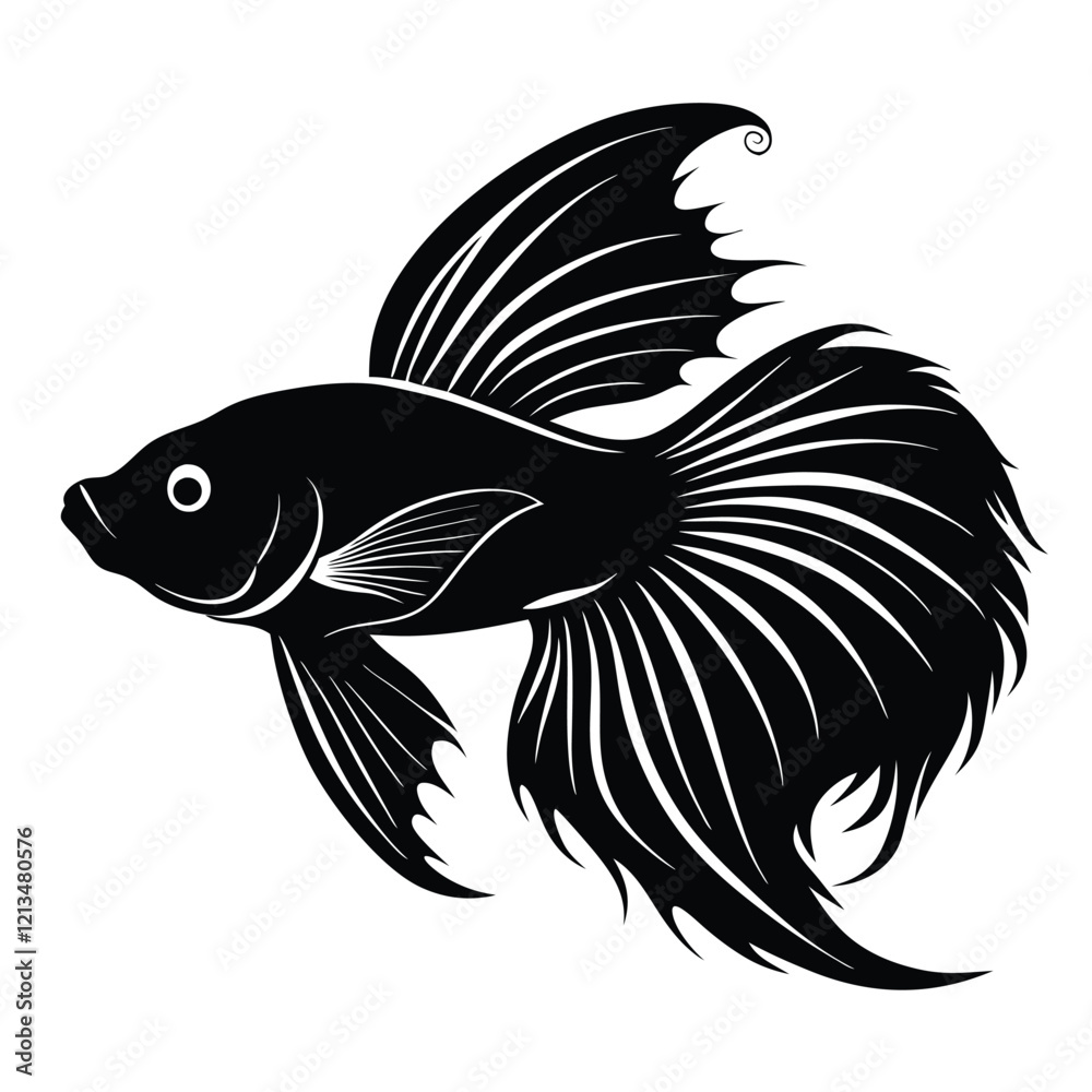 Betta Fish Silhouette vector illustration Betta Fish Silhouette vector illustration
