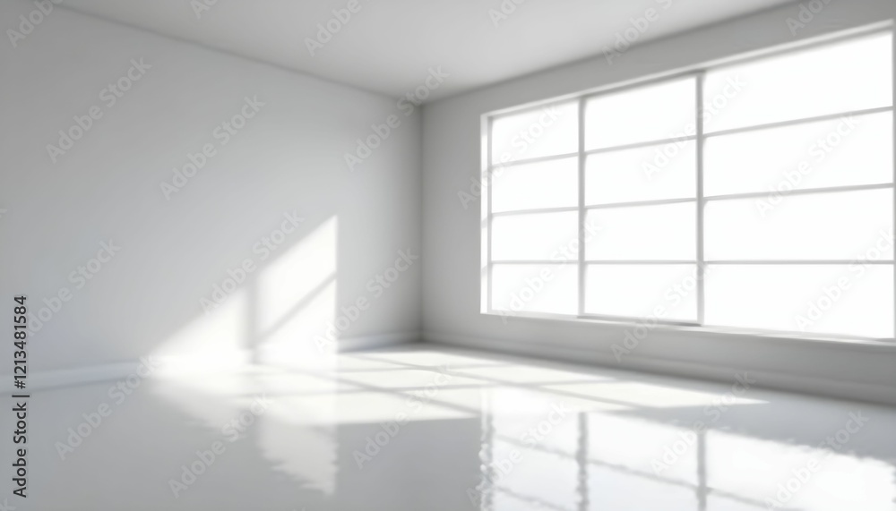 Fototapeta premium A spacious, empty room featuring pristine white walls and a clean white floor, creating a bright and airy atmosphere. 