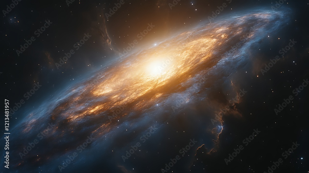 Fototapeta premium Luminous spiral galaxy in deep space.