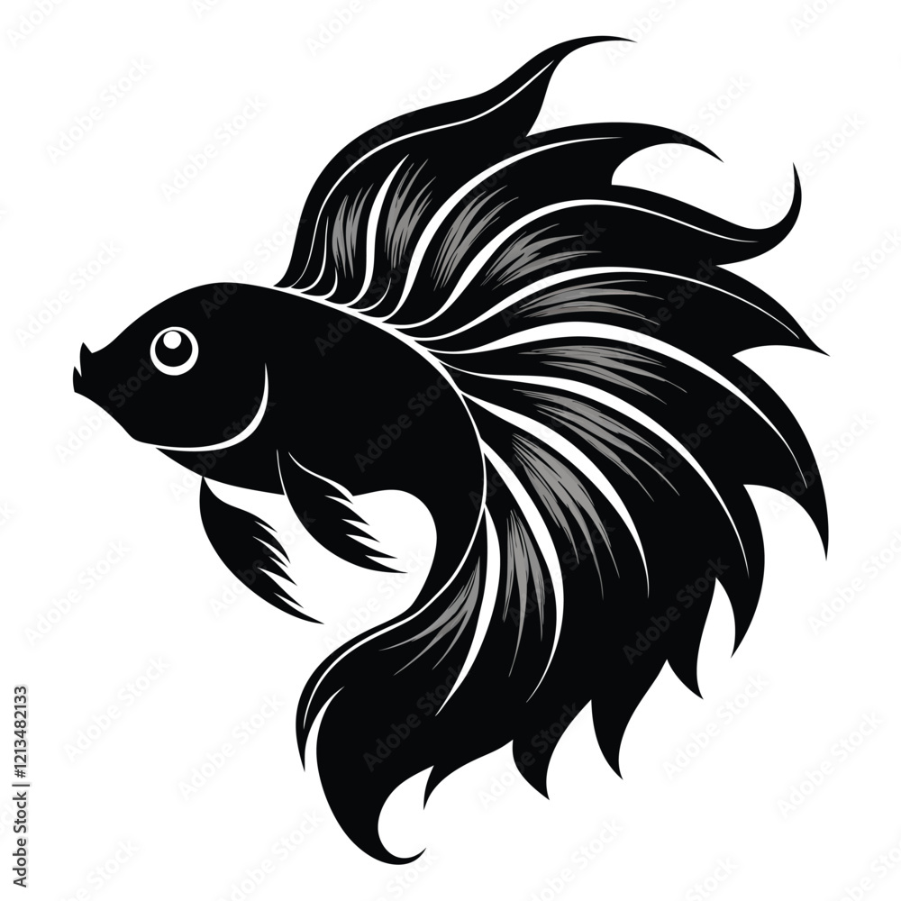 silhouette Betta Fish vector