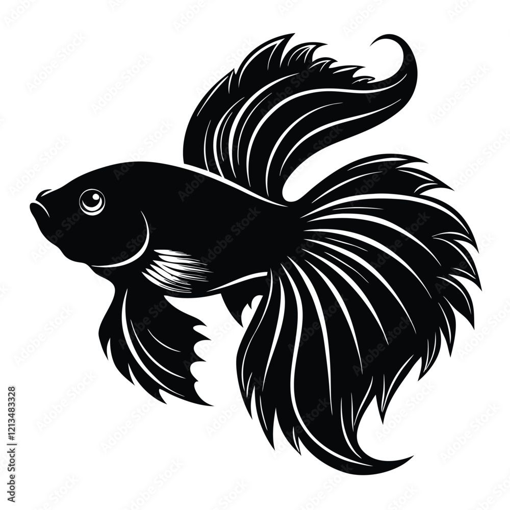 Betta Fish silhouette in animal ethnic polynesia tribal illustration Betta Fish silhouette in animal ethnic polynesia tribal illustration