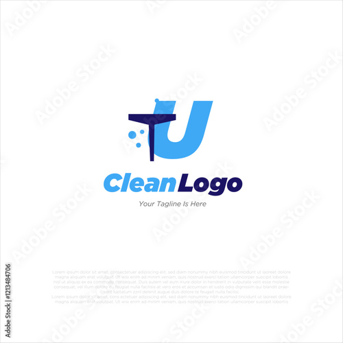 Letter U with windows cleaning logo