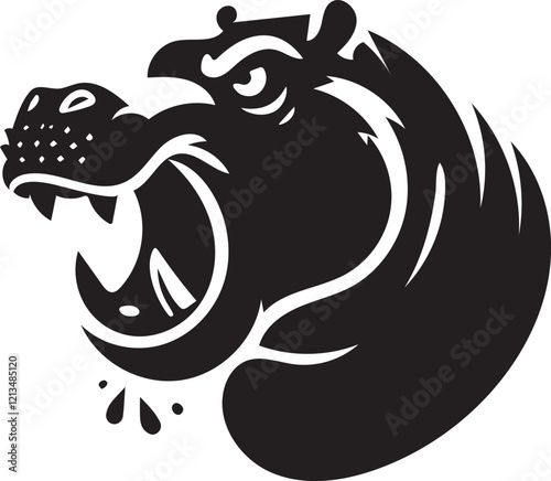 black and white hippo